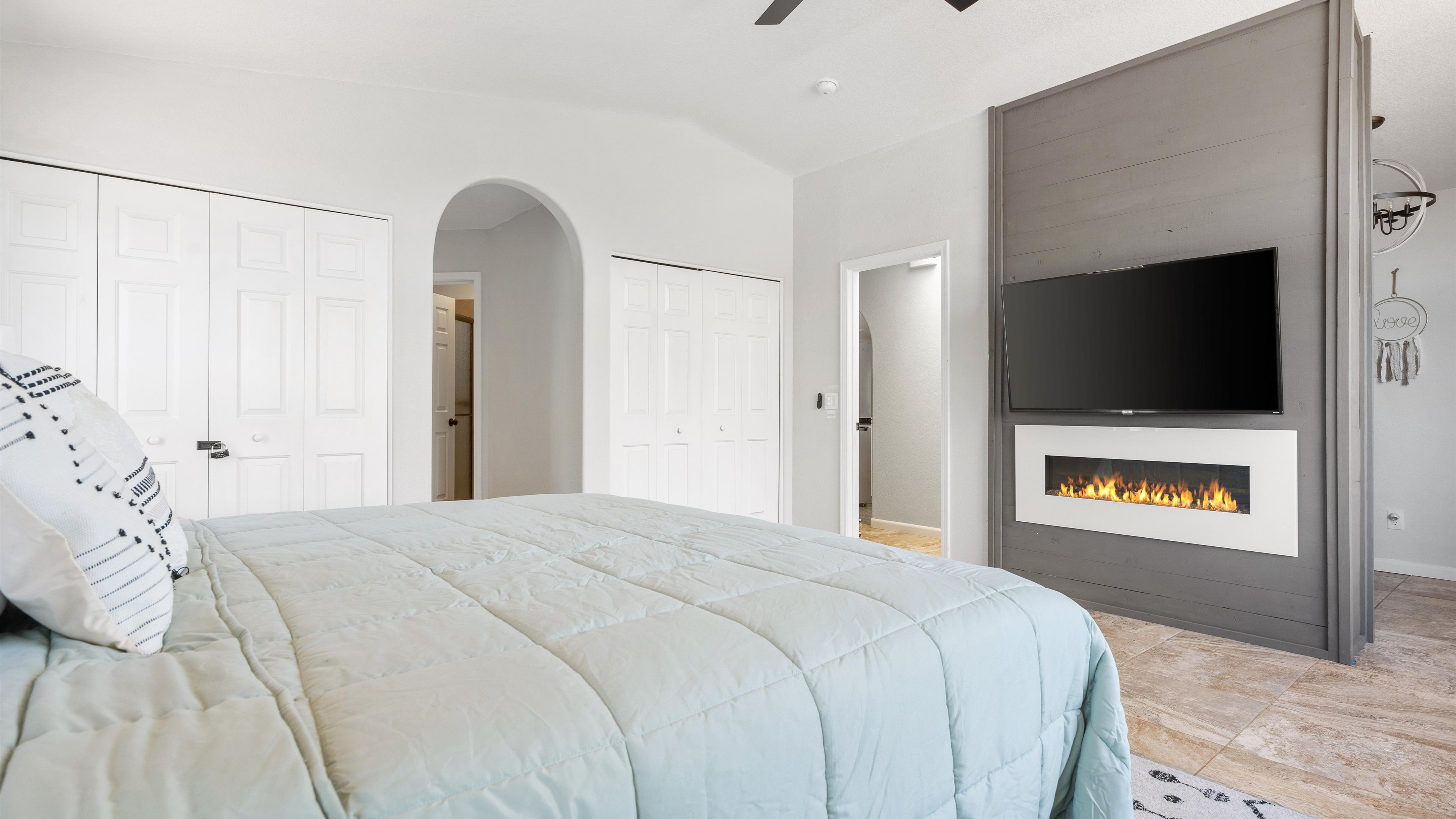 Living room with smart TV and sound system