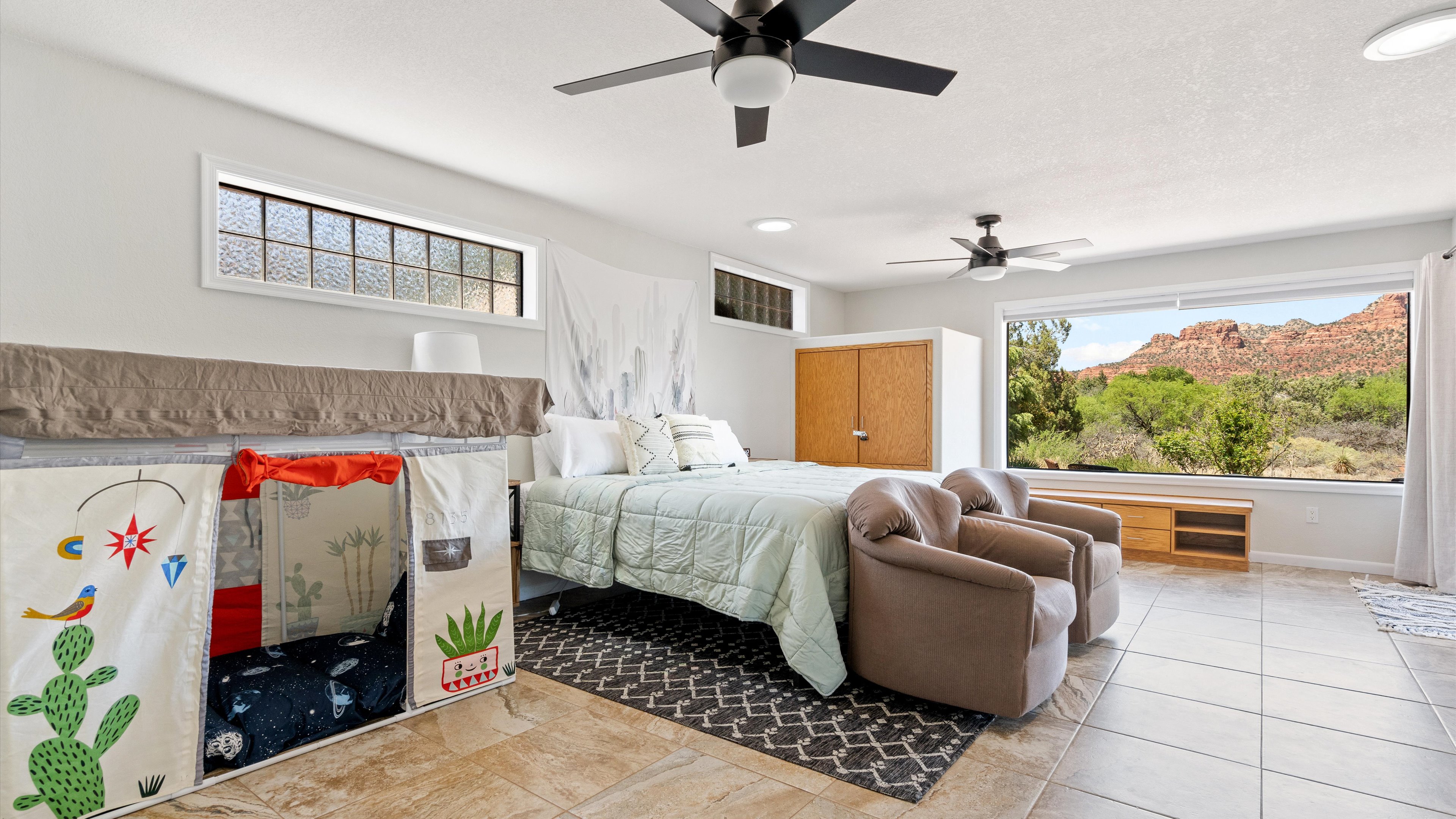 Living area with books and board games